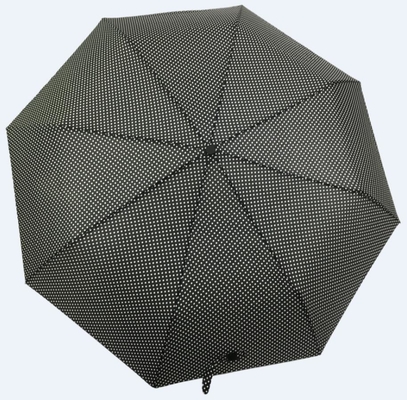 21''X8k Spot Printing 190T โพลีเอสเตอร์พับร่มสีดำสำหรับสุภาพสตรี